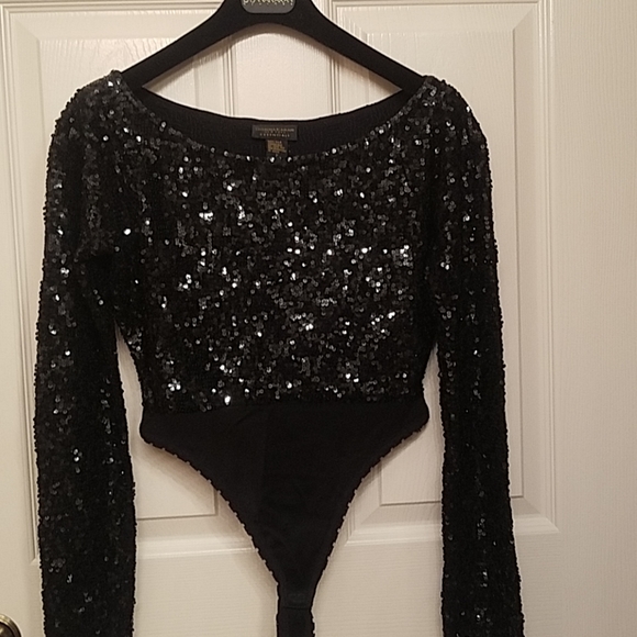 Donna Karan Tops - *HP*Donna Karan NY black sequined body suit
